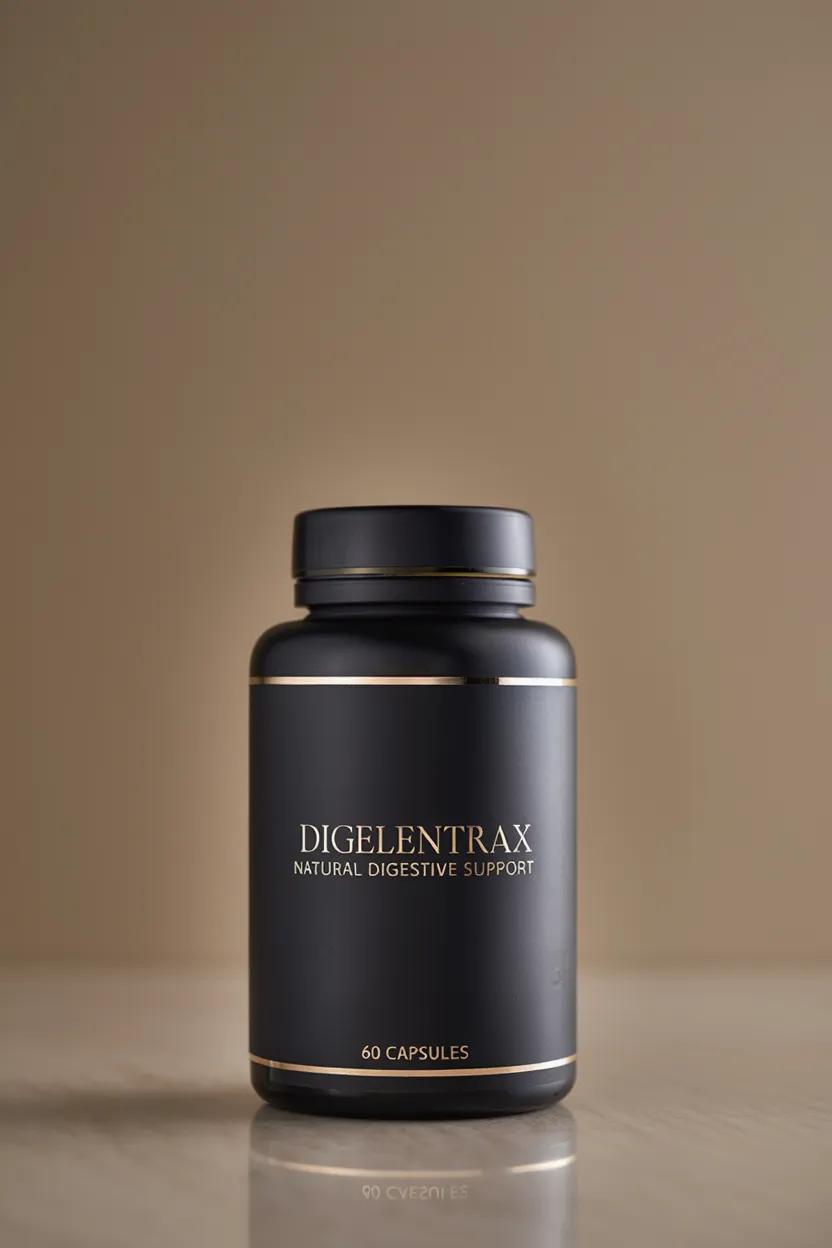 Digelentrax natural supplement bottle with botanical ingredients displayed on a calm neutral background
